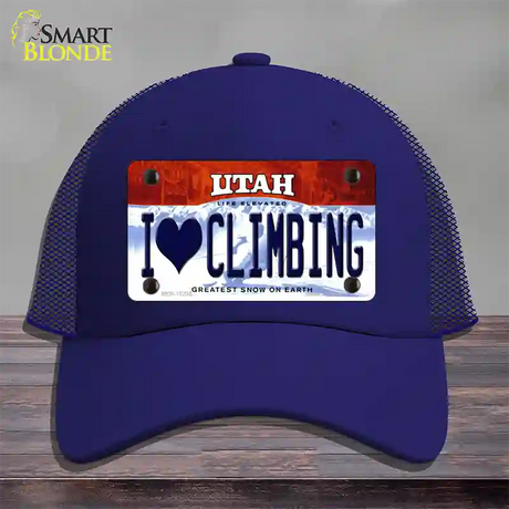 I Love Climbing Utah Novelty License Plate Hat Mesh / Royal Blue