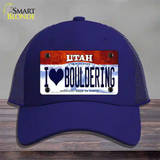 I Love Bouldering Utah Novelty License Plate Hat Mesh / Royal Blue