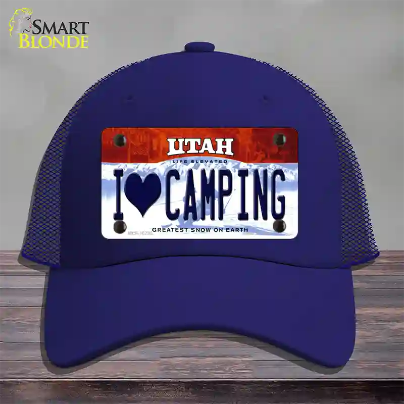 I Love Camping Utah Novelty License Plate Hat Mesh / Royal Blue