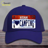 I Love Camping Utah Novelty License Plate Hat Mesh / Royal Blue