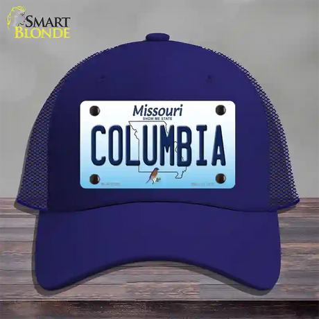 Columbia Missouri Novelty License Plate Hat Mesh / Royal Blue