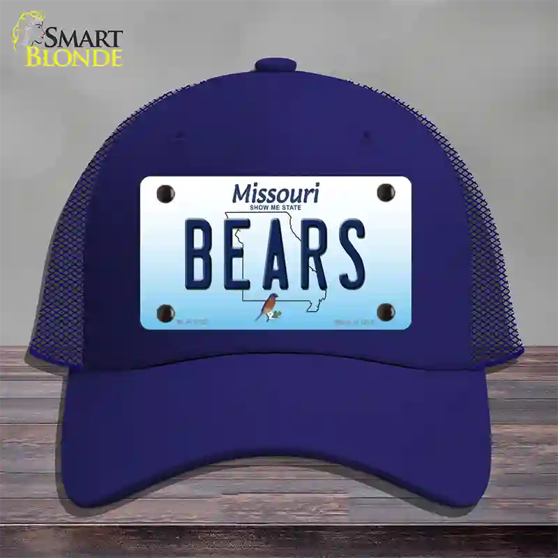 Bears Missouri Novelty License Plate Hat Mesh / Royal Blue