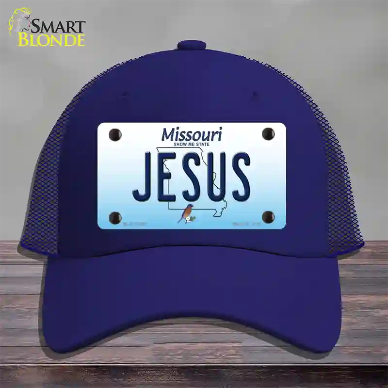 Jesus Missouri Novelty License Plate Hat Mesh / Royal Blue