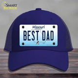 Best Dad Missouri Novelty License Plate Hat Mesh / Royal Blue