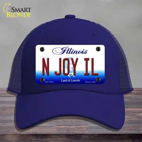 N Joy IL Illinois Novelty License Plate Hat Mesh / Royal Blue