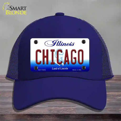 Chicago Illinois Novelty License Plate Hat Mesh / Royal Blue