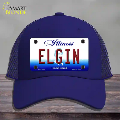 Elgin Illinois Novelty License Plate Hat Mesh / Royal Blue