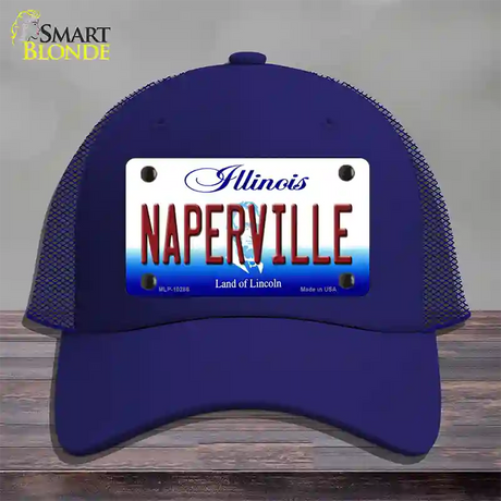 Naperville Illinois Novelty License Plate Hat Mesh / Royal Blue