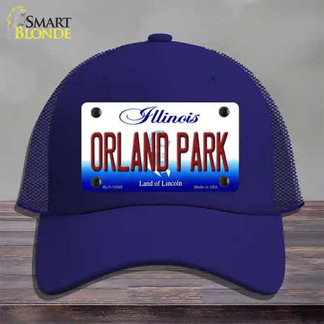 Orland Park Illinois Novelty License Plate Hat Mesh / Royal Blue