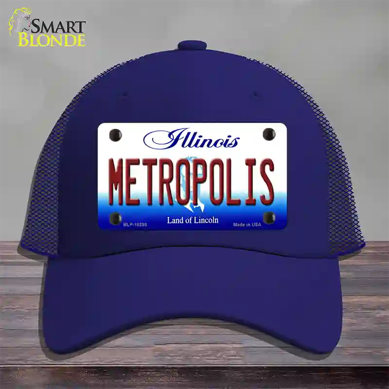 Metropolis Illinois Novelty License Plate Hat Mesh / Royal Blue