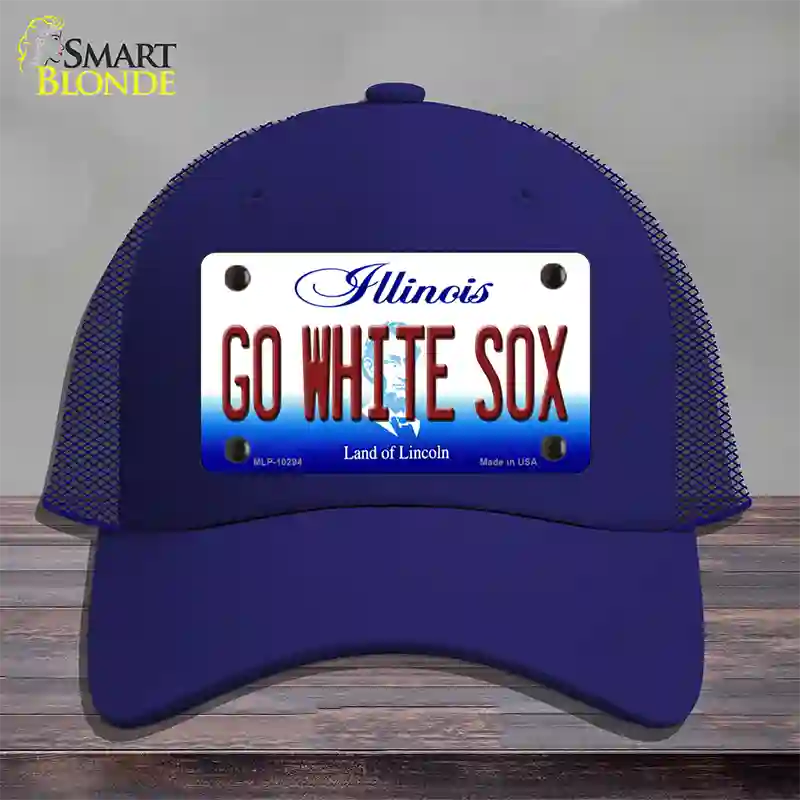 Go White Sox Illinois Novelty License Plate Hat Mesh / Royal Blue