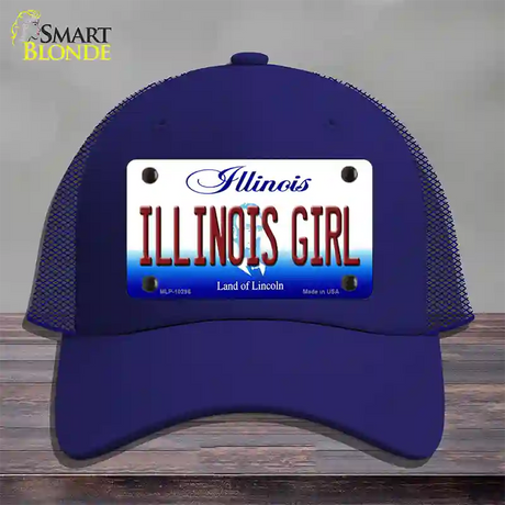 Illinois Girl Illinois Novelty License Plate Hat Mesh / Royal Blue