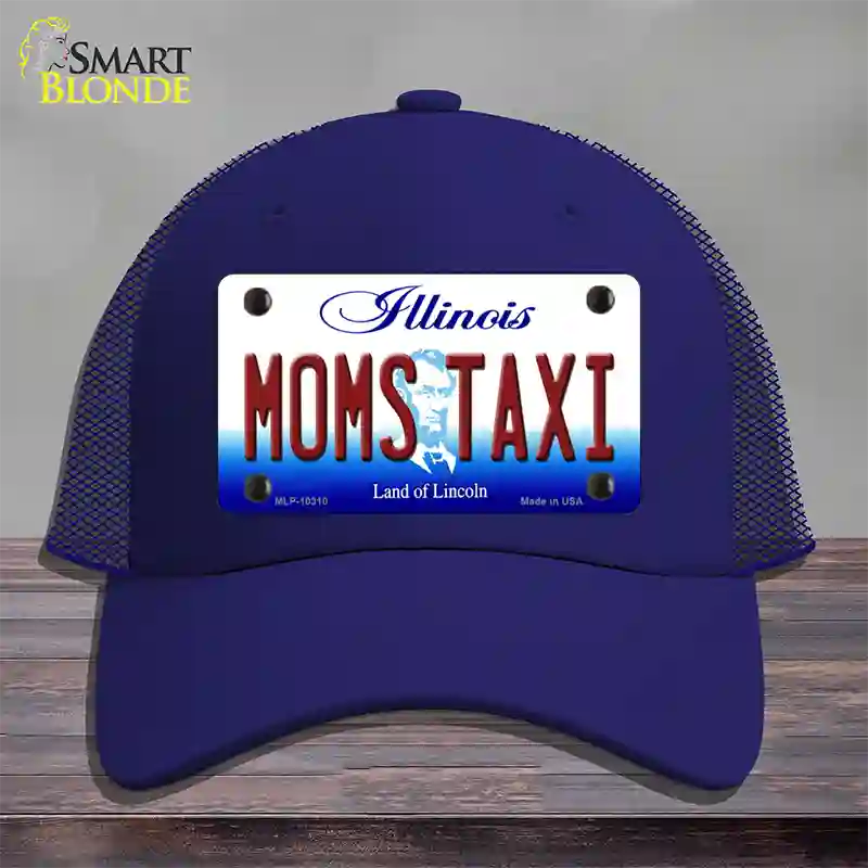 Moms Taxi Illinois Novelty License Plate Hat Mesh / Royal Blue