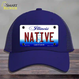 Native Illinois Novelty License Plate Hat Mesh / Royal Blue