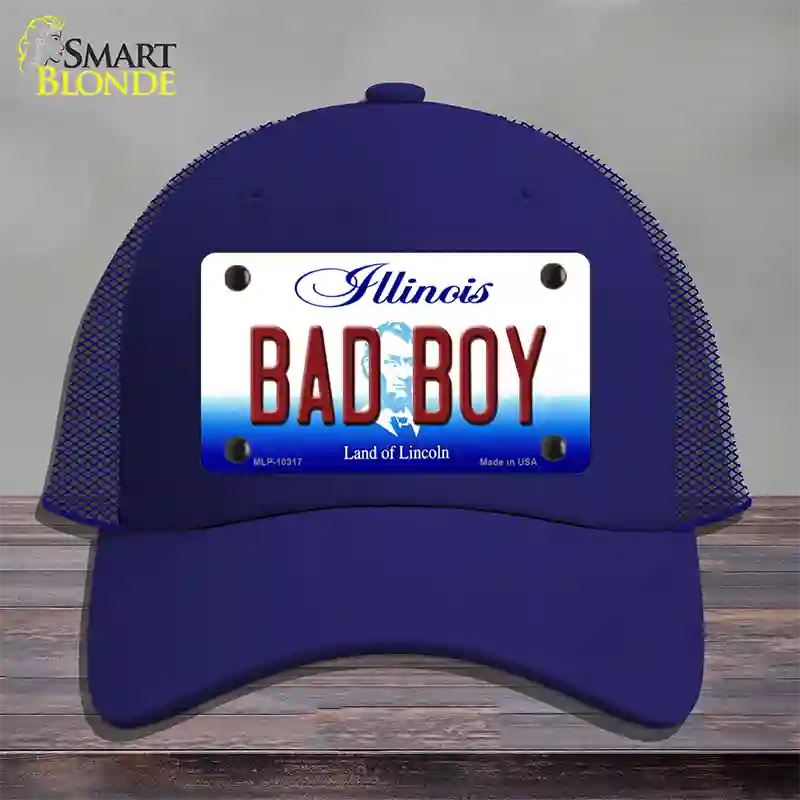 Bad Boy Illinois Novelty License Plate Hat Mesh / Royal Blue