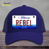 Rebel Illinois Novelty License Plate Hat Mesh / Royal Blue