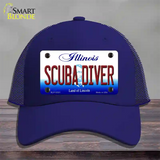 Scuba Diver Illinois Novelty License Plate Hat Mesh / Royal Blue