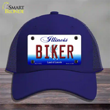 Biker Illinois Novelty License Plate Hat Mesh / Royal Blue