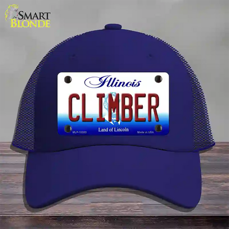 Climber Illinois Novelty License Plate Hat Mesh / Royal Blue