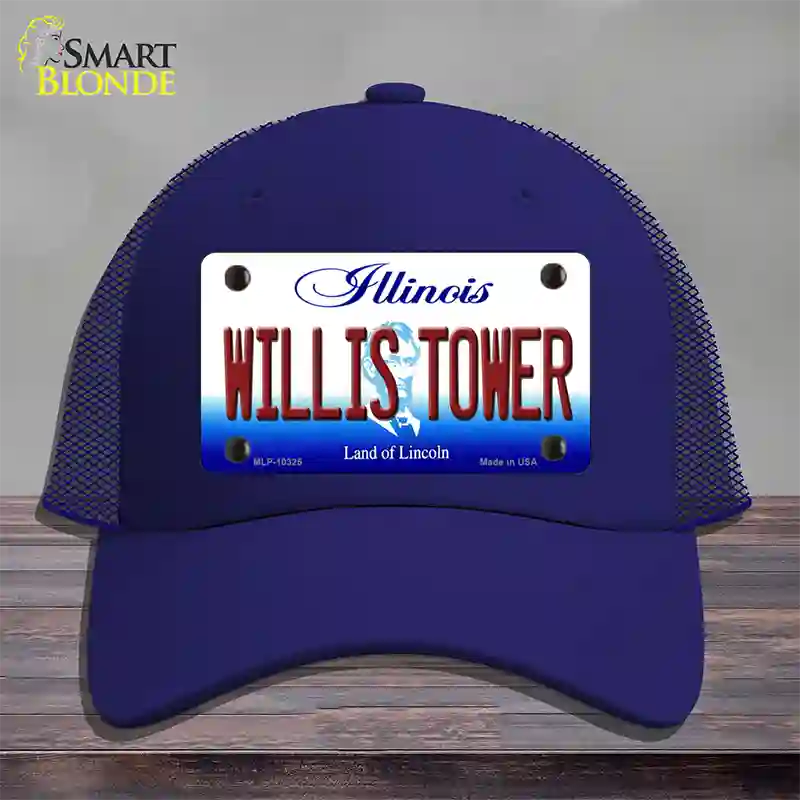 Willis Tower Illinois Novelty License Plate Hat Mesh / Royal Blue