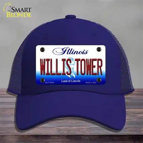 Willis Tower Illinois Novelty License Plate Hat Mesh / Royal Blue