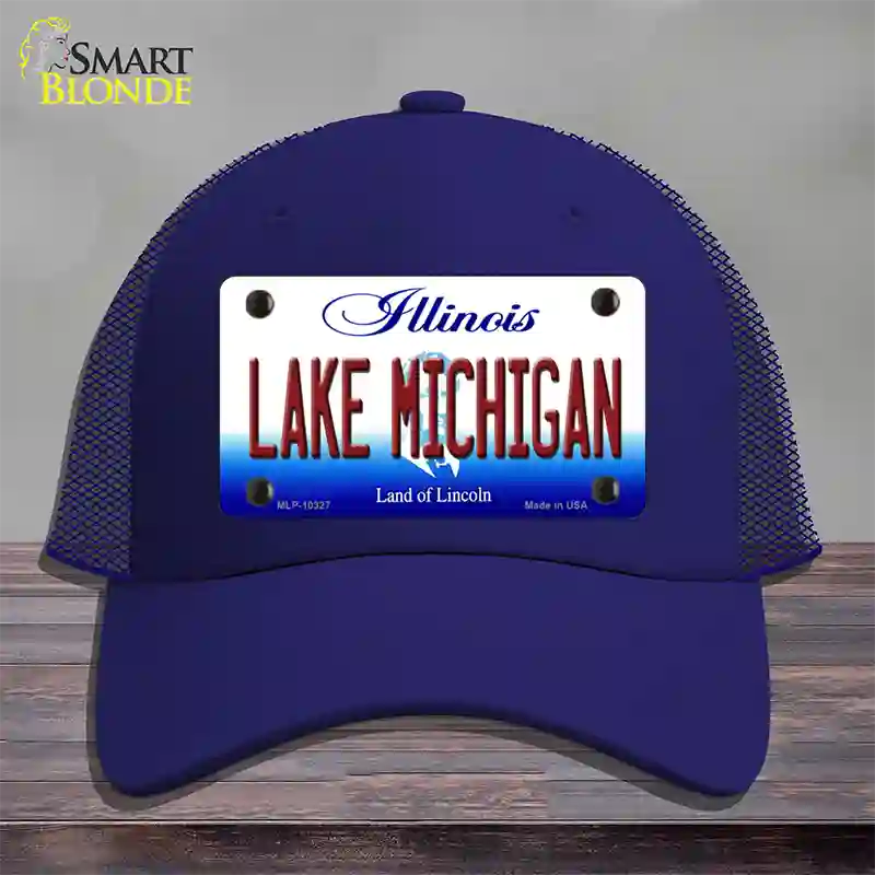 Lake Michigan Illinois Novelty License Plate Hat Mesh / Royal Blue