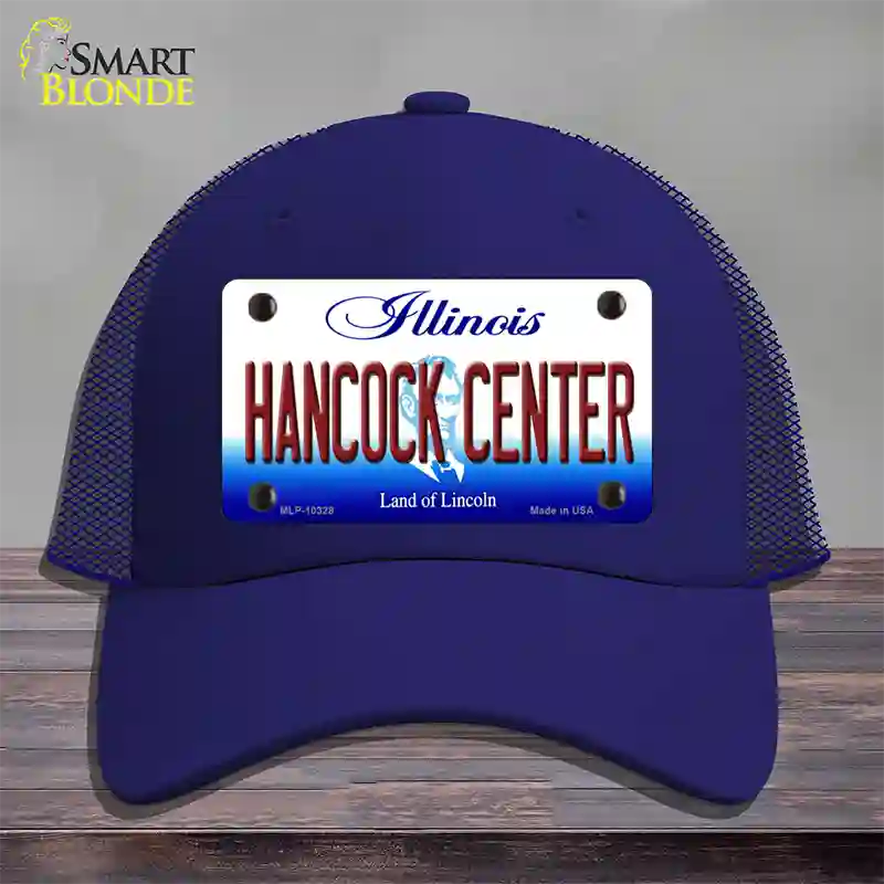 Hancock Center Illinois Novelty License Plate Hat Mesh / Royal Blue