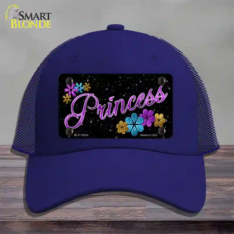 Princess Glitter Novelty License Plate Hat Mesh / Royal Blue