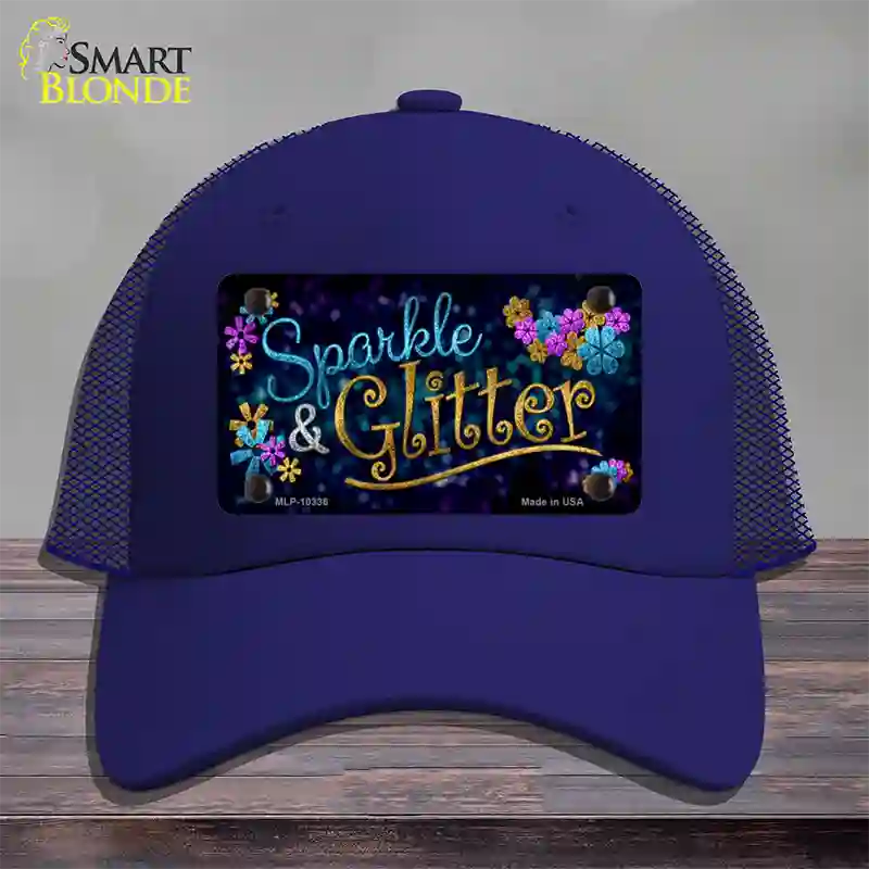 Sparkle And Glitter Novelty License Plate Hat Mesh / Royal Blue