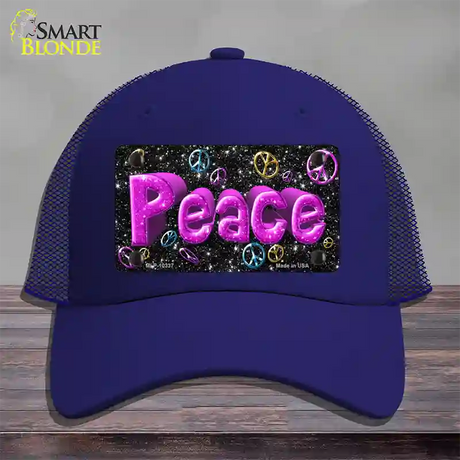 Peace Novelty License Plate Hat Mesh / Royal Blue