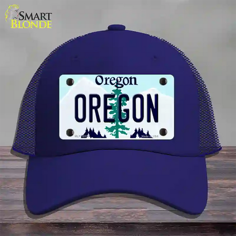 Oregon Tree Novelty License Plate Hat Mesh / Royal Blue