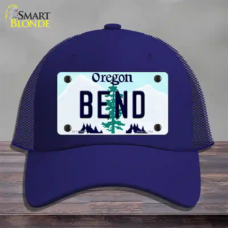 Bend Oregon Novelty License Plate Hat Mesh / Royal Blue