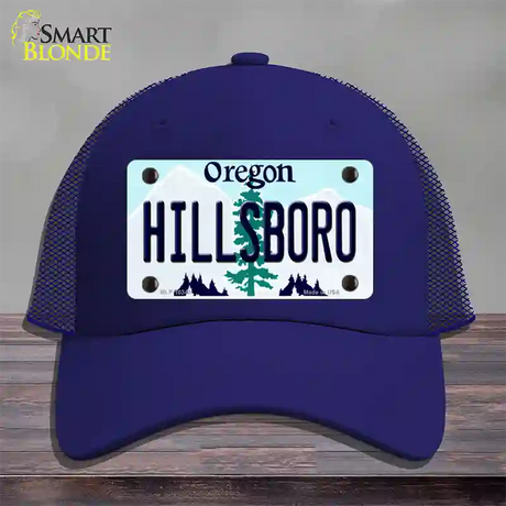 Hillsboro Oregon Novelty License Plate Hat Mesh / Royal Blue