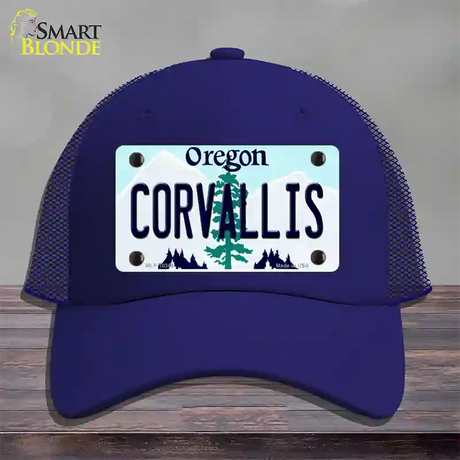 Corvallis Oregon Novelty License Plate Hat Mesh / Royal Blue