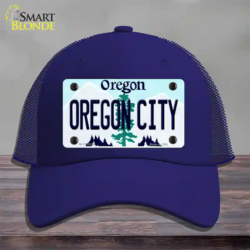 Oregon City Oregon Novelty License Plate Hat Mesh / Royal Blue