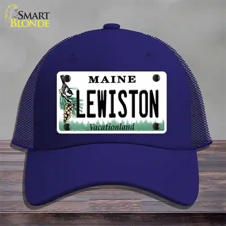 Lewiston Maine Novelty License Plate Hat Mesh / Royal Blue