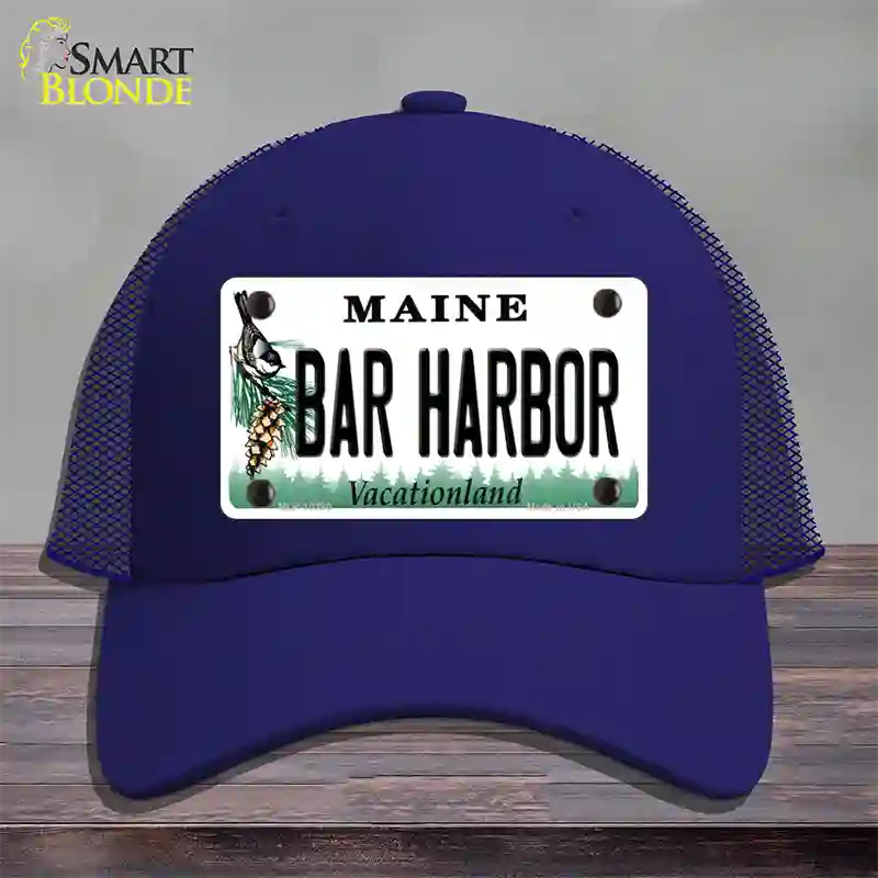 Bar Harbor Maine Novelty License Plate Hat Mesh / Royal Blue