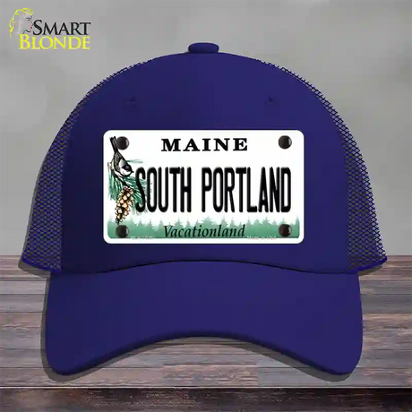 South Portland Maine Novelty License Plate Hat Mesh / Royal Blue