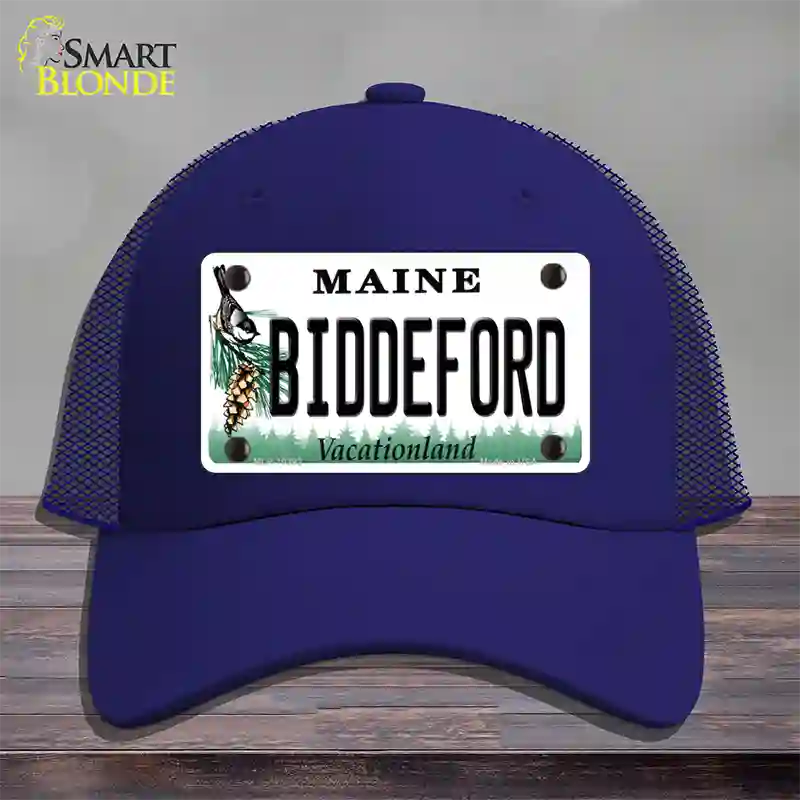 Biddeford Maine Novelty License Plate Hat Mesh / Royal Blue