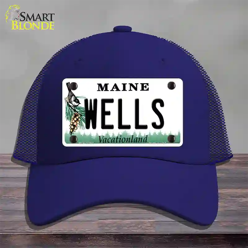 Wells Maine Novelty License Plate Hat Mesh / Royal Blue