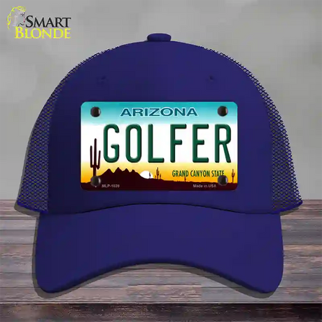 Golfer Arizona Novelty License Plate Hat Mesh / Royal Blue