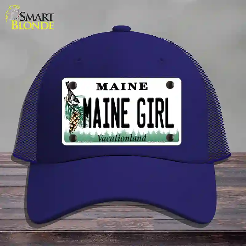 Maine Girl Novelty License Plate Hat Mesh / Royal Blue