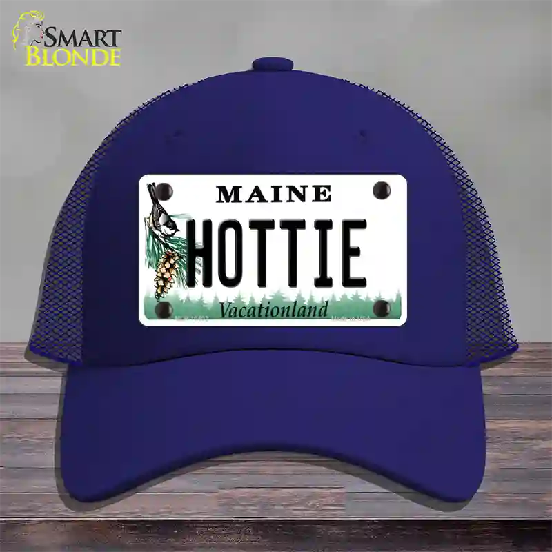 Hottie Maine Novelty License Plate Hat Mesh / Royal Blue