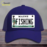 Fishing Maine Novelty License Plate Hat Mesh / Royal Blue