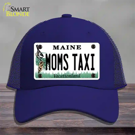 Moms Taxi Maine Novelty License Plate Hat Mesh / Royal Blue