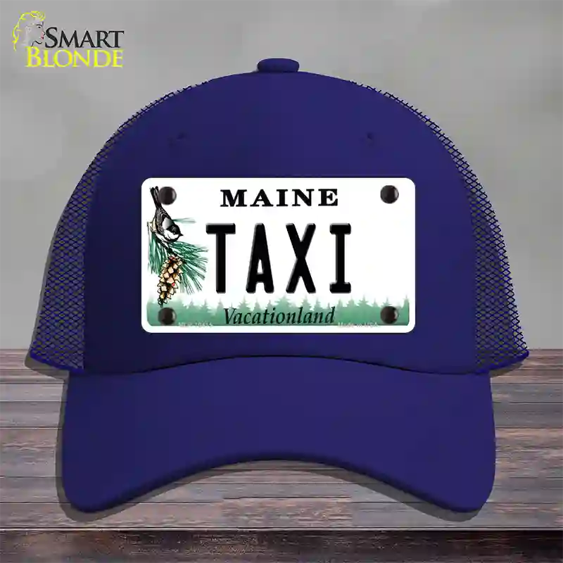 Taxi Maine Novelty License Plate Hat Mesh / Royal Blue