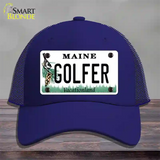 Golfer Maine Novelty License Plate Hat Mesh / Royal Blue