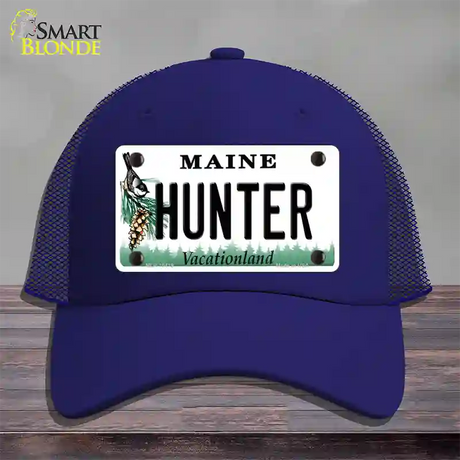 Hunter Maine Novelty License Plate Hat Mesh / Royal Blue