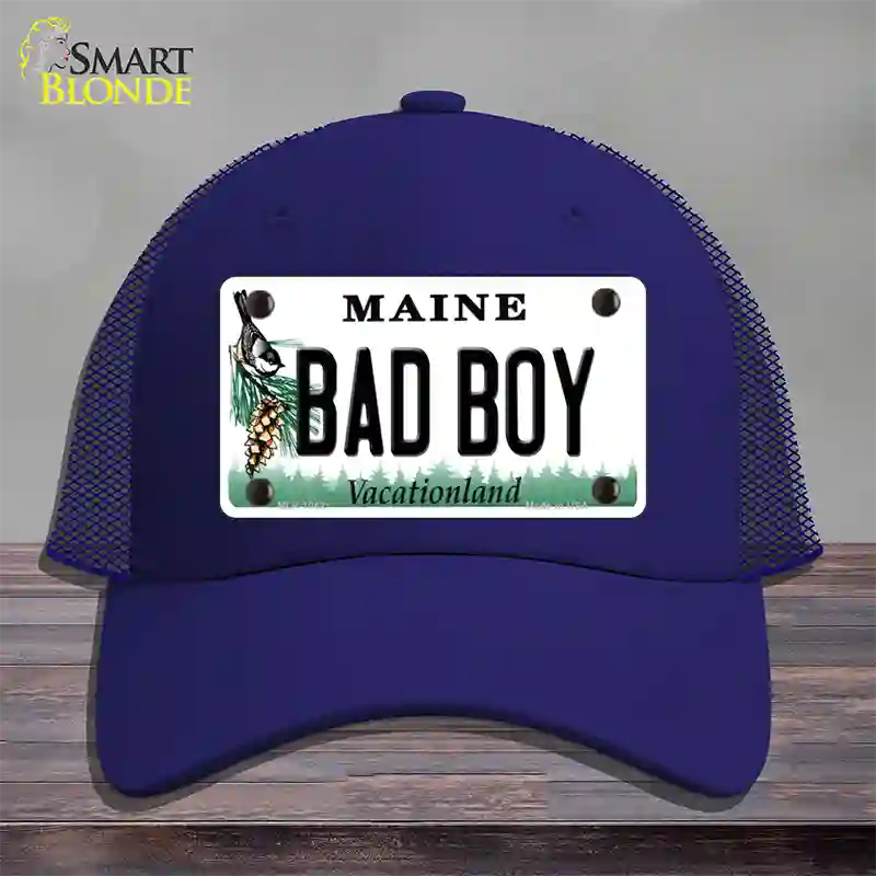 Bad Boy Maine Novelty License Plate Hat Mesh / Royal Blue