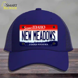 New Meadows Idaho Novelty License Plate Hat Mesh / Royal Blue